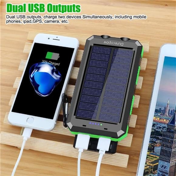 Solar Charger, 20000mAh Portable Outdoor Waterproof Solar Power Bank, Camping - Picture 4 of 6